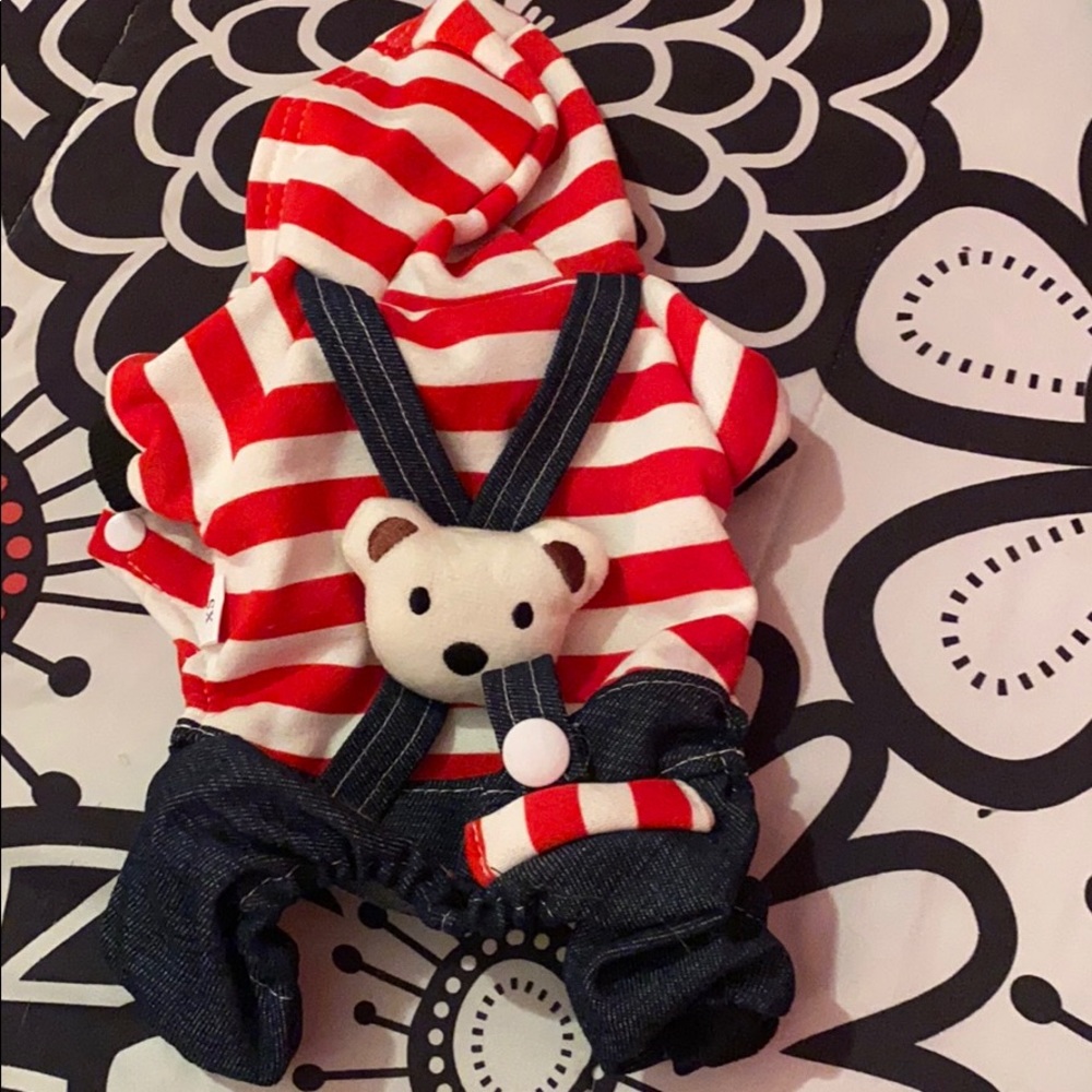 xs red and white with denim one piece